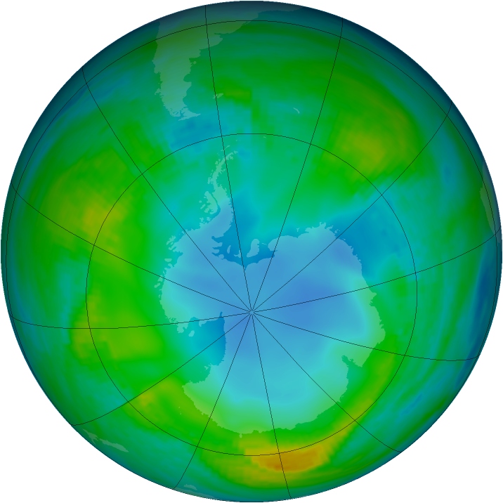 Antarctic ozone map for 22 May 1983